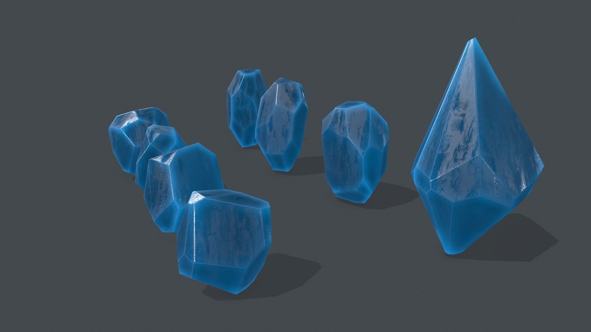 crystal set 1 Low-poly 3D model_6
