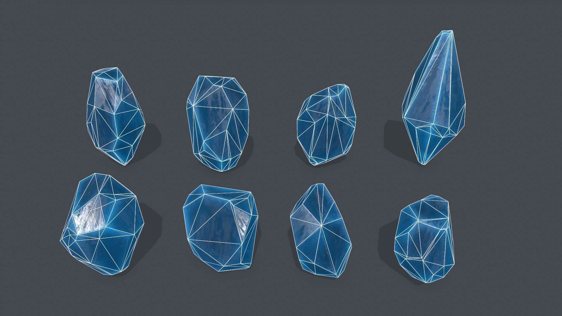 crystal set 1 Low-poly 3D model_9