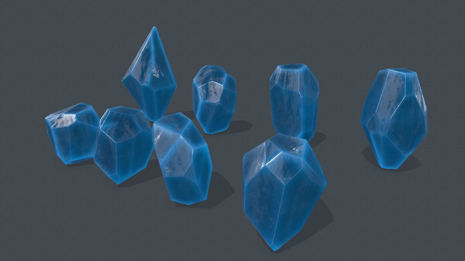 crystal set 1 Low-poly 3D model_2