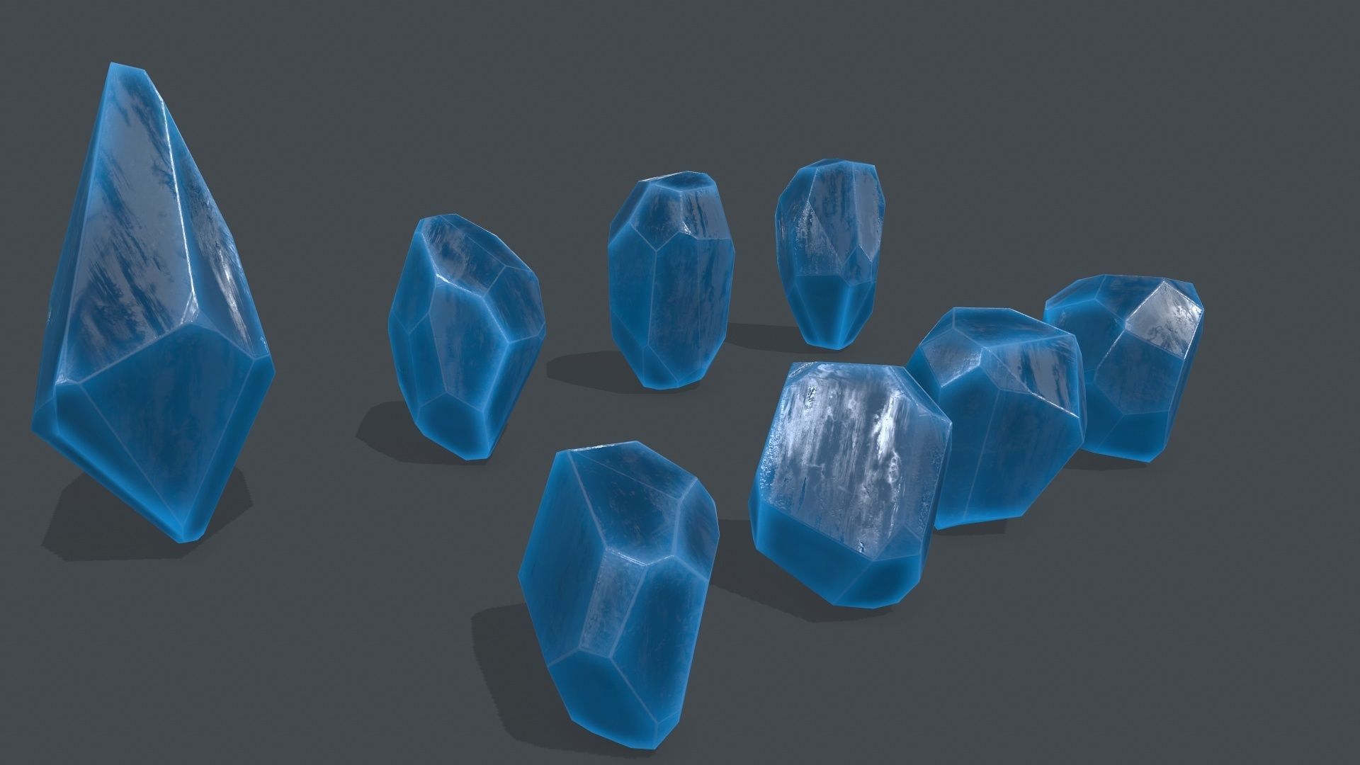 crystal set 1 Low-poly 3D model_4