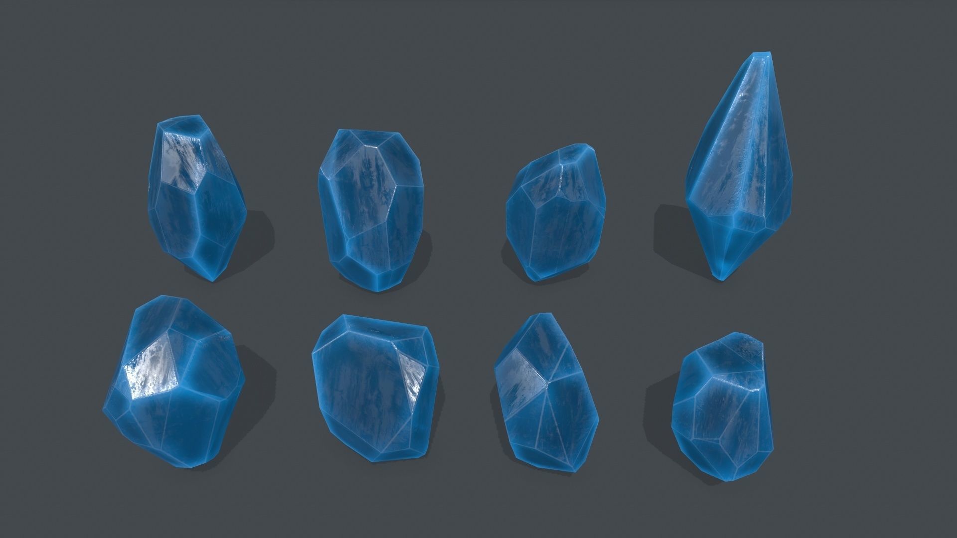 crystal set 1 Low-poly 3D model_8