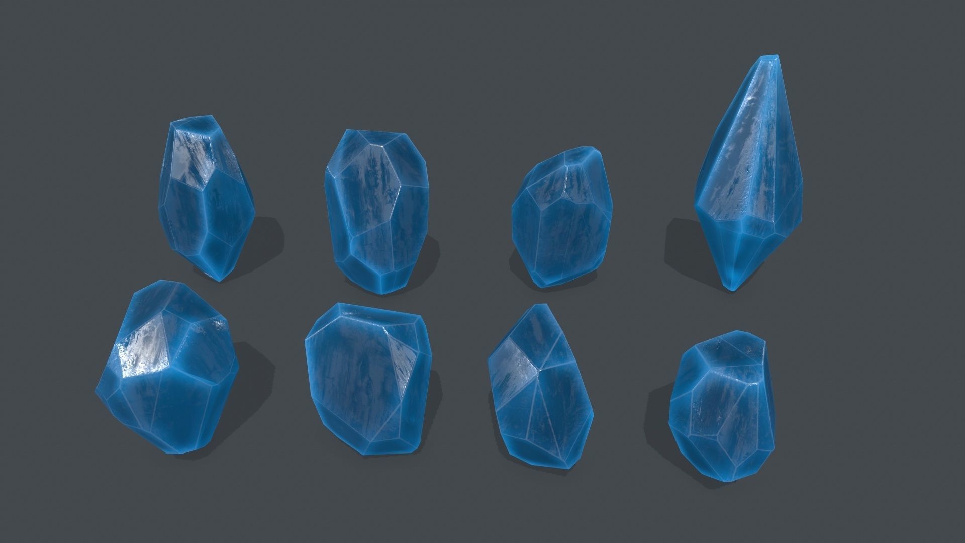 crystal set 1 Low-poly 3D model_5