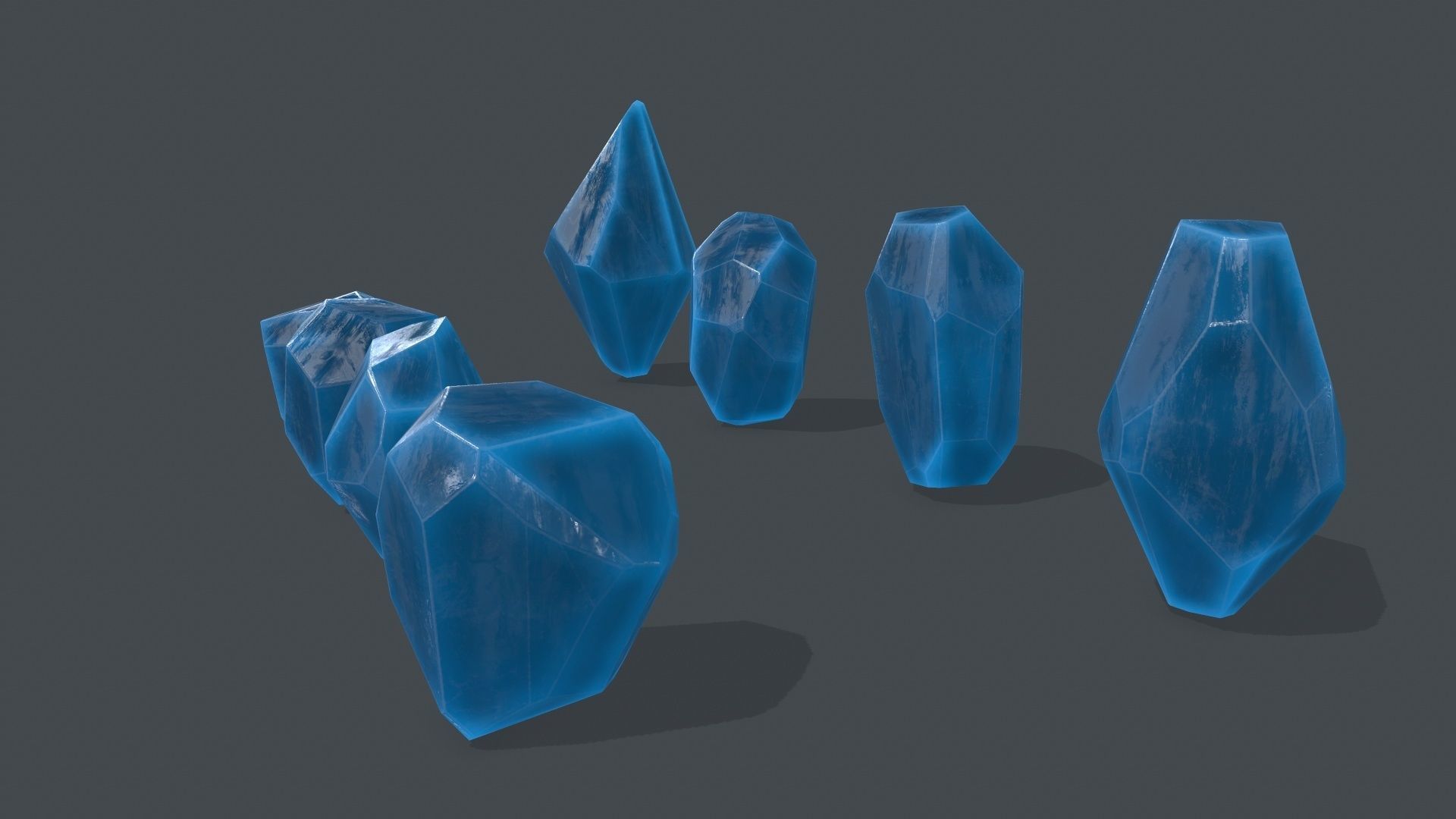 crystal set 1 Low-poly 3D model_3
