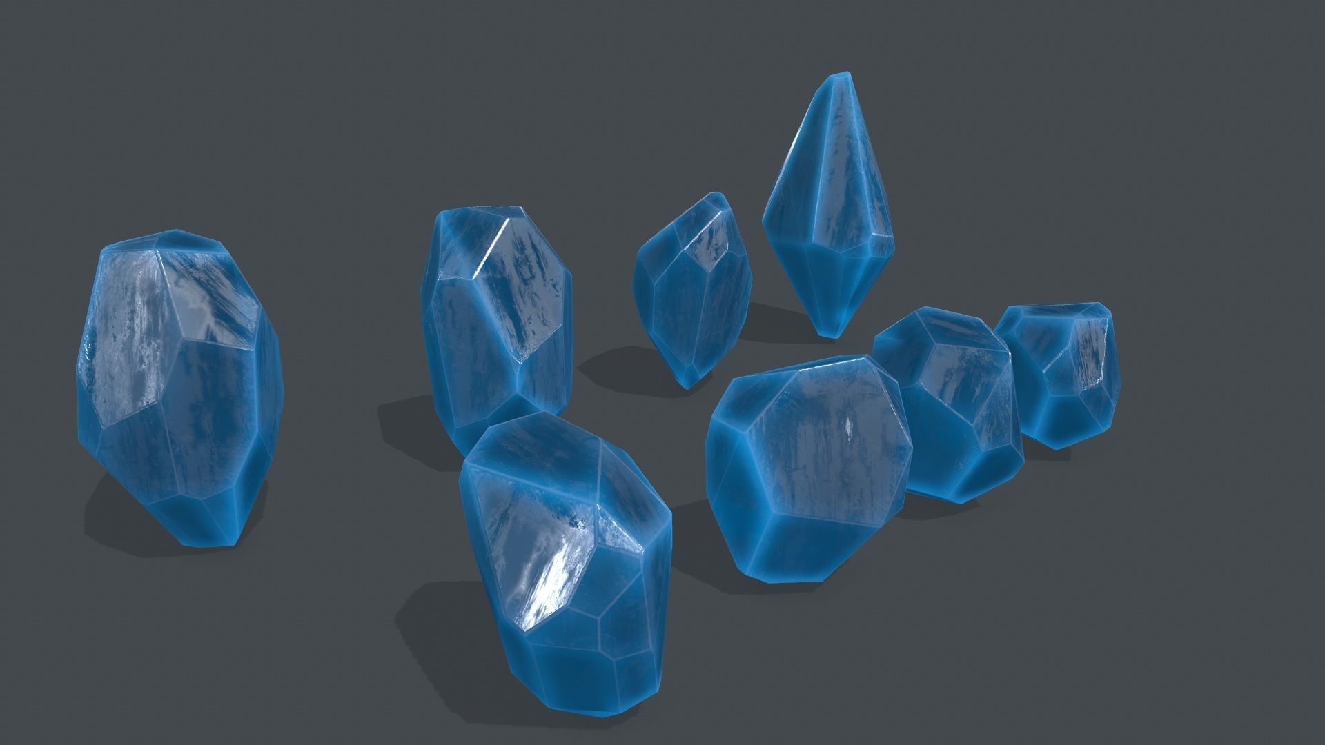 crystal set 1 Low-poly 3D model_7