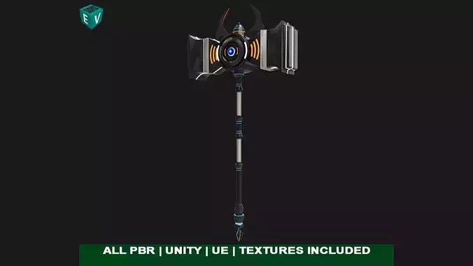 Sci Fi Battle Hammer06 All PBR Unity UE Textures Included Low-poly 3D model
