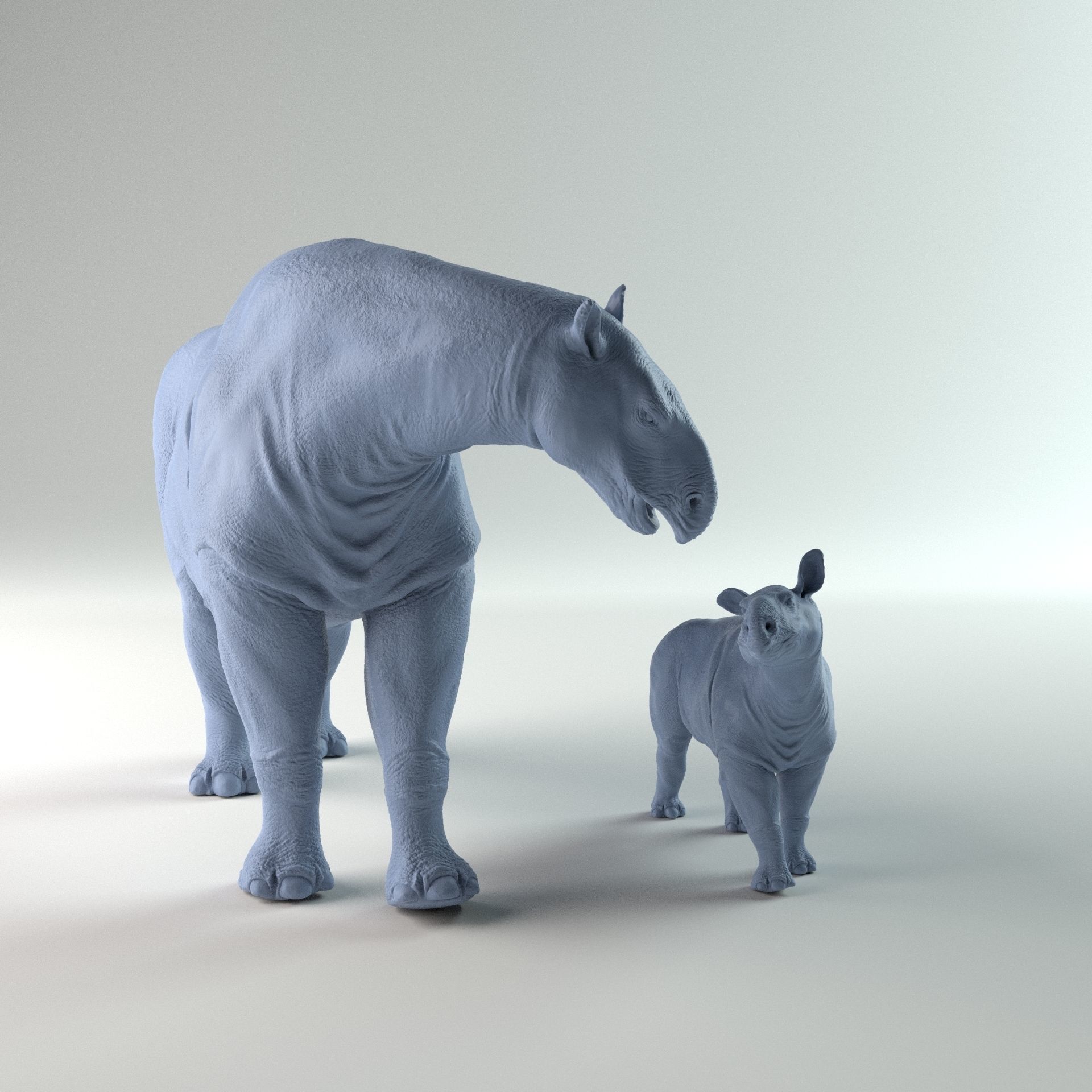 Paraceratherium mother and calf 1-35 scale 3D print model_3