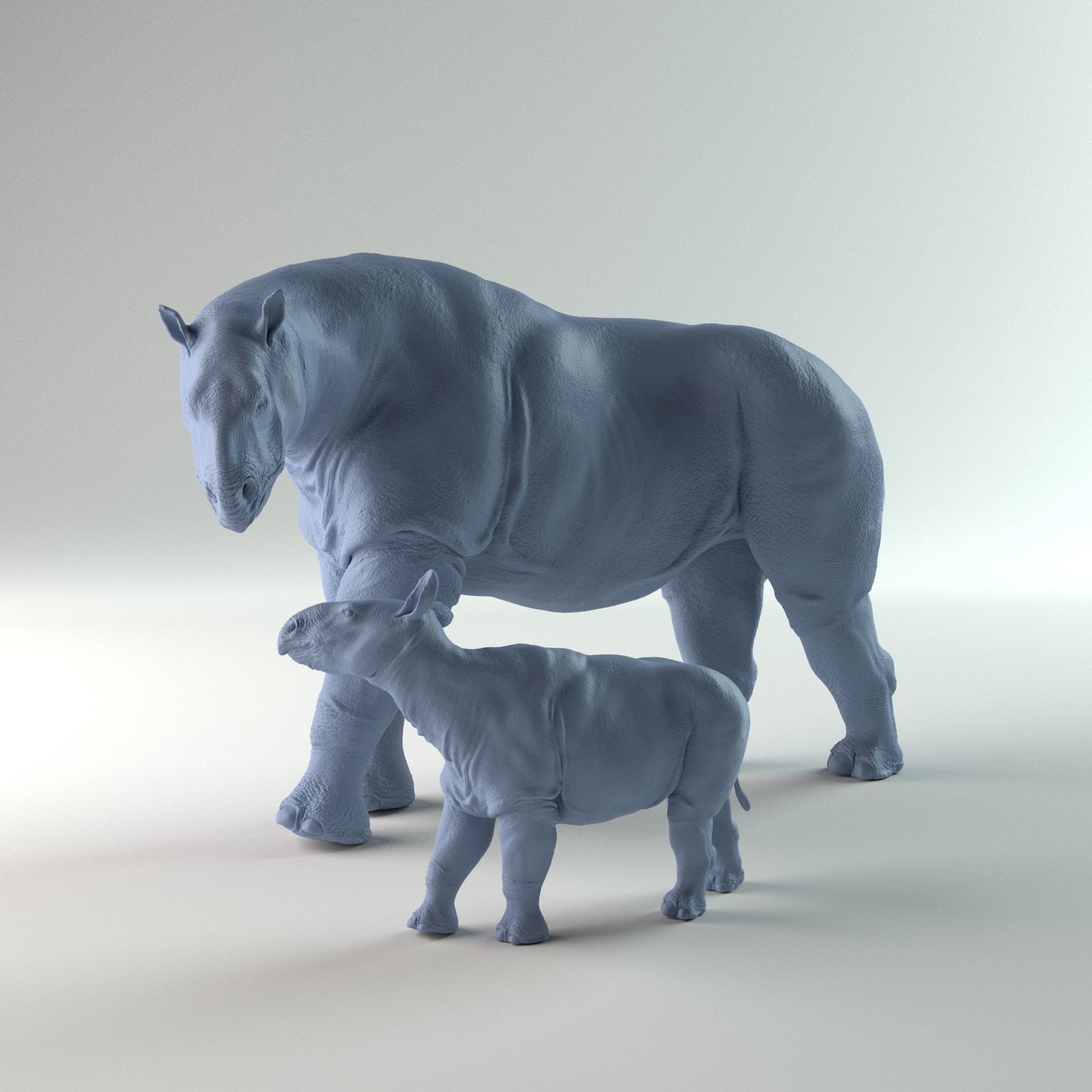 Paraceratherium mother and calf 1-35 scale 3D print model_2