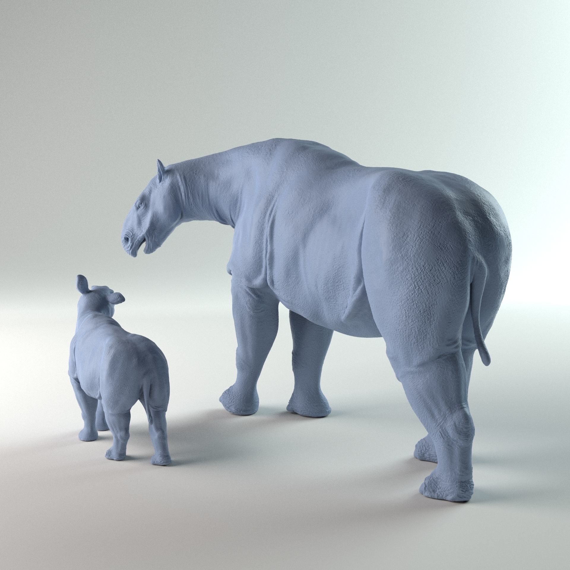 Paraceratherium mother and calf 1-35 scale 3D print model_4