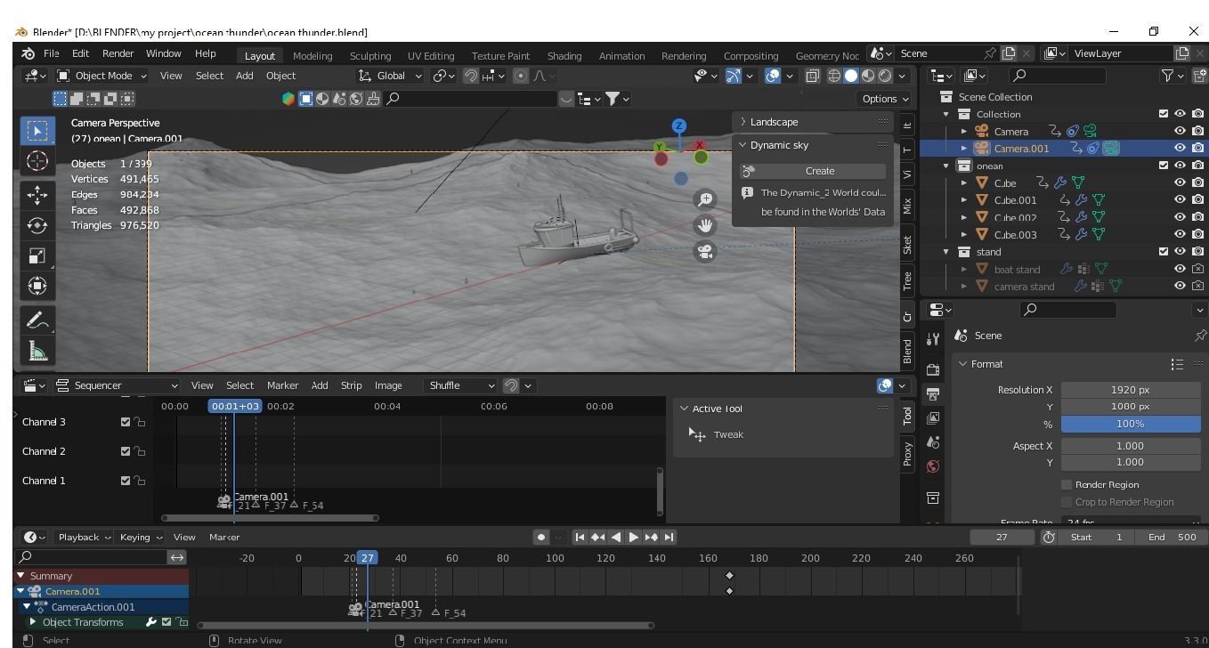 Best view of ocean thunder Low-poly 3D model_7