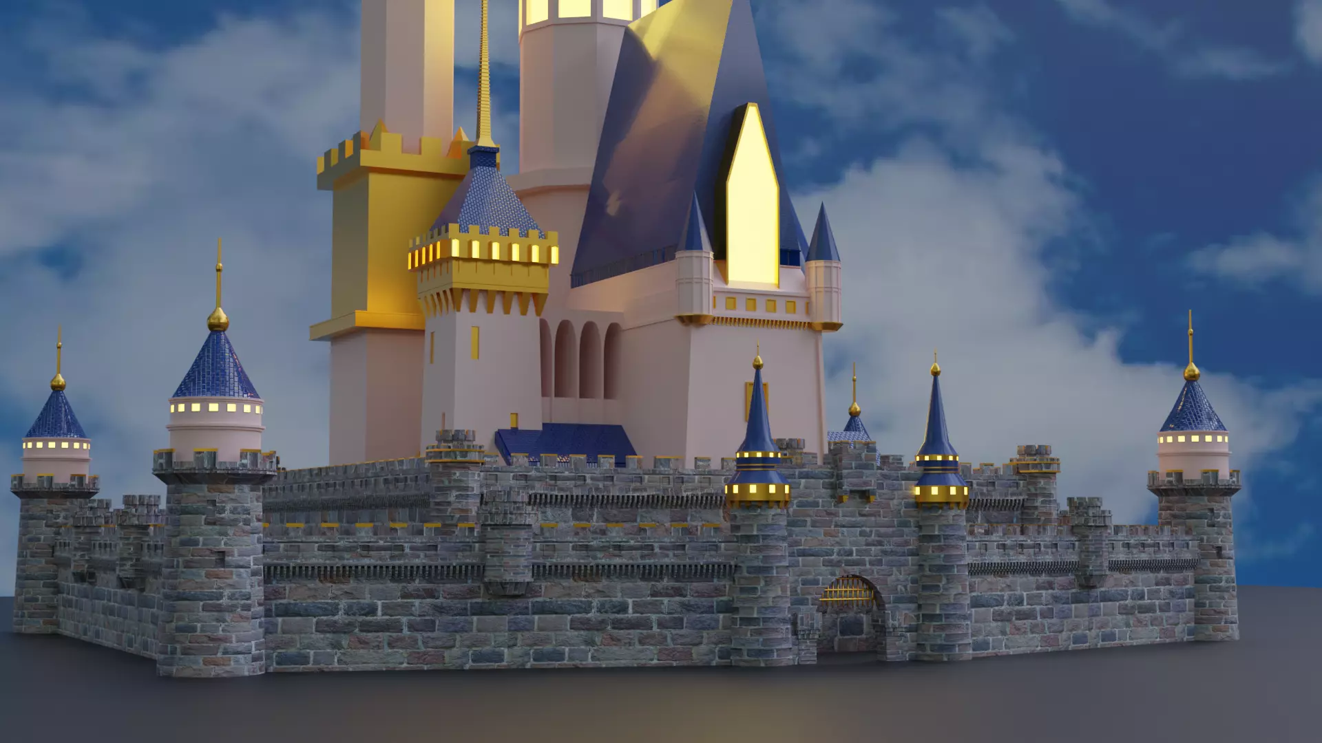Disney Castle Low-poly 3D model_0