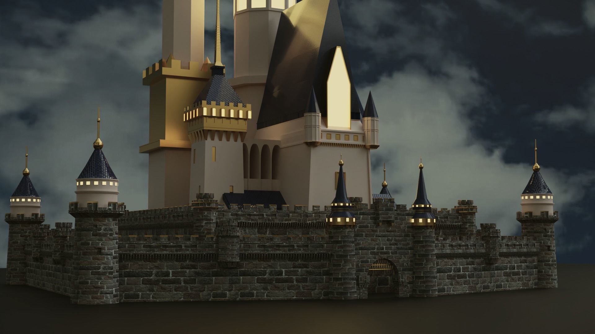 Disney Castle Low-poly 3D model_1