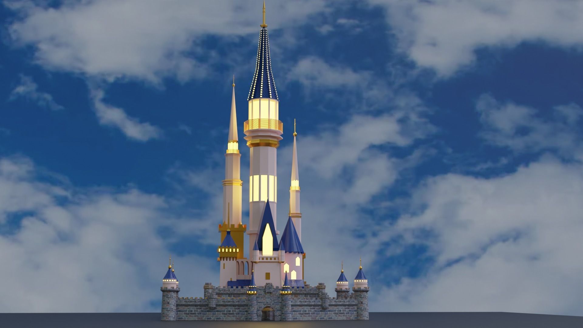 Disney Castle Low-poly 3D model_2
