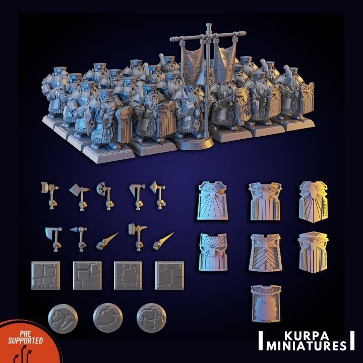 Dwarf Warriors kit 3D print model_1