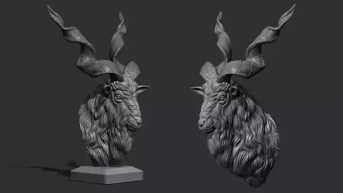 Markhor goat head 3D print model