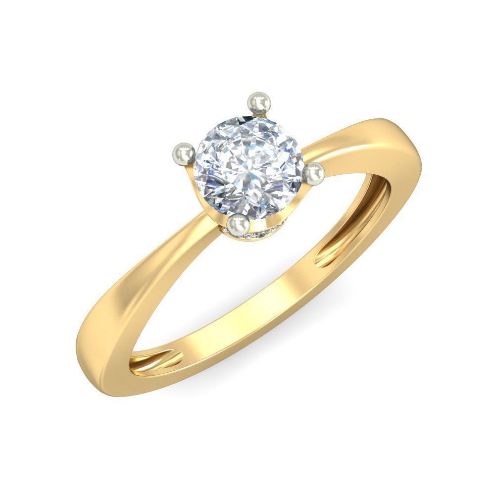 Women Solitaire Ring 3dm stl 3mf mtl gltf glb obj render detail 3D print model_1