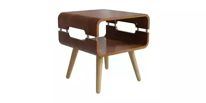 Matt Curved Walnut Edge Side Table