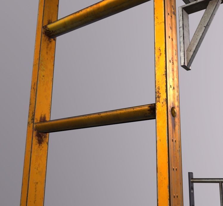 Fire Escape Stairs Low-poly 3D model_5