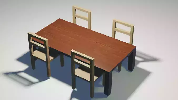 Wood table and chair set