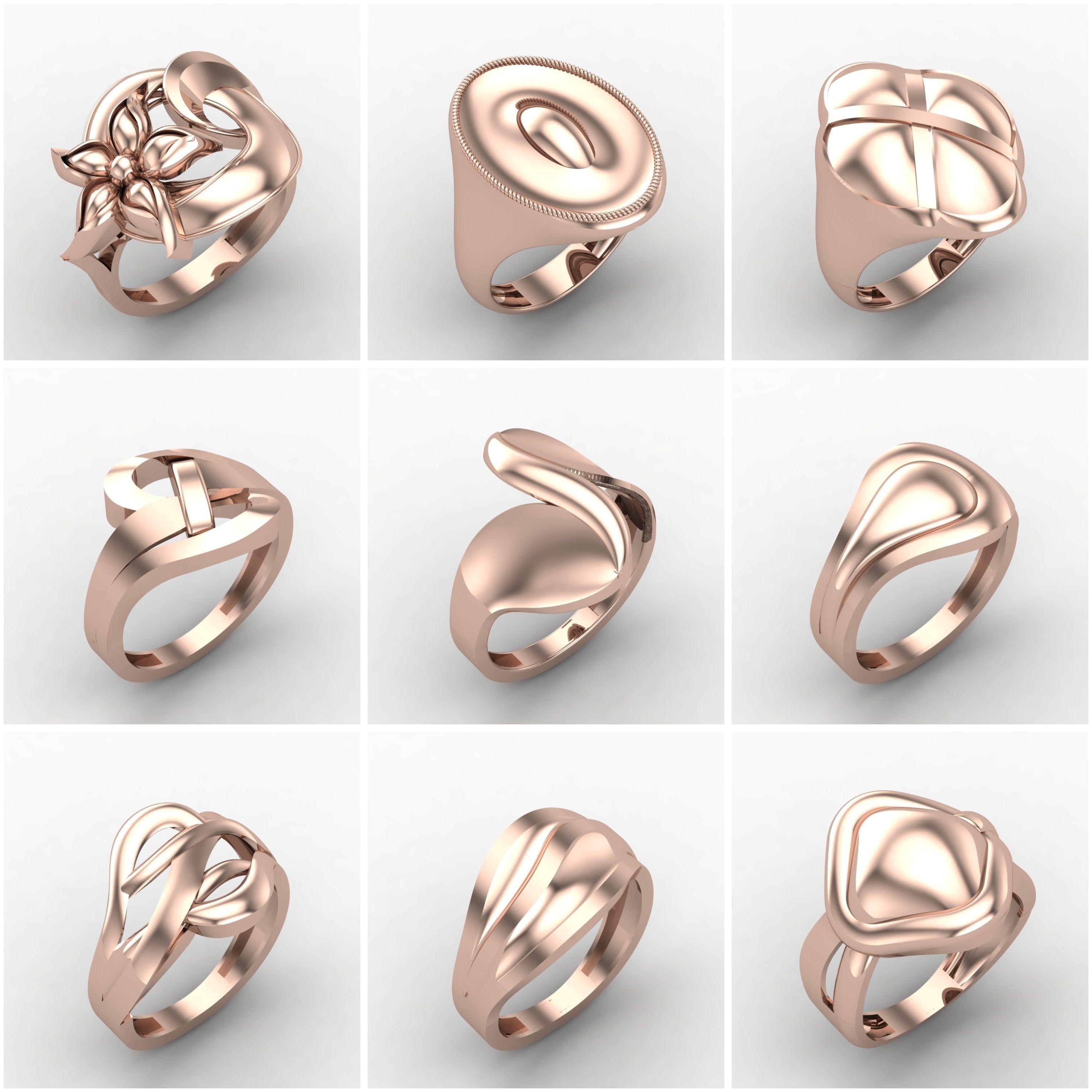 72 Model Files -Women Ring Womens Rings Plain Models  3DM STL 3D Model Collection_1