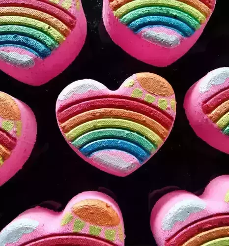 Bath Bomb Mold Hybrid Rainbow Heart - Digital File 