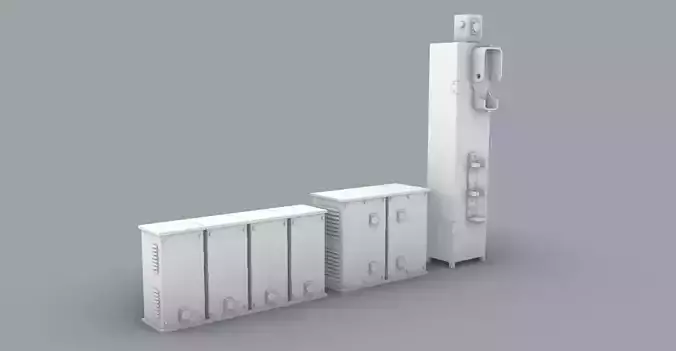 Storage Cabinet Set Low-poly 3D model