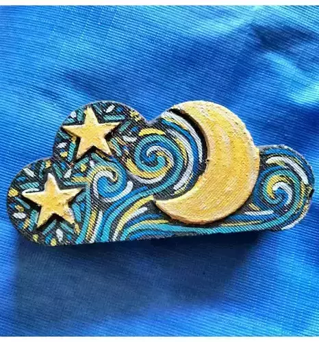 Bath Bomb Mold - Digital File Moon and Star Cloud - Hybrid Style