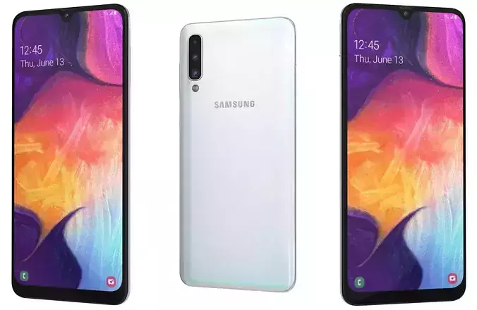 Samsung Galaxy A50 White Low-poly 3D model