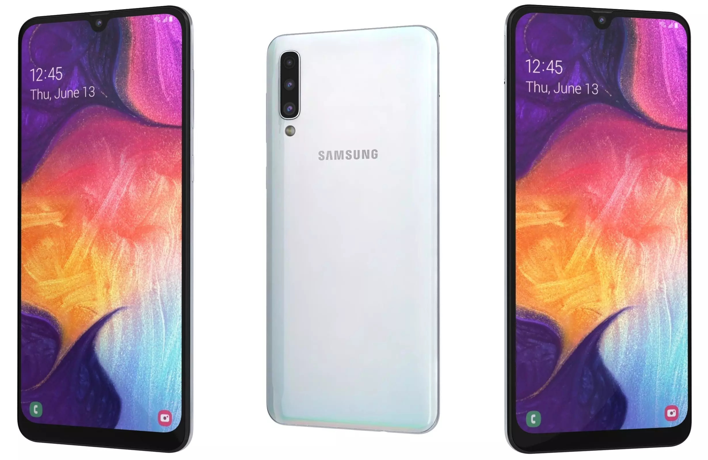 Samsung Galaxy A50 White Low-poly 3D model_0