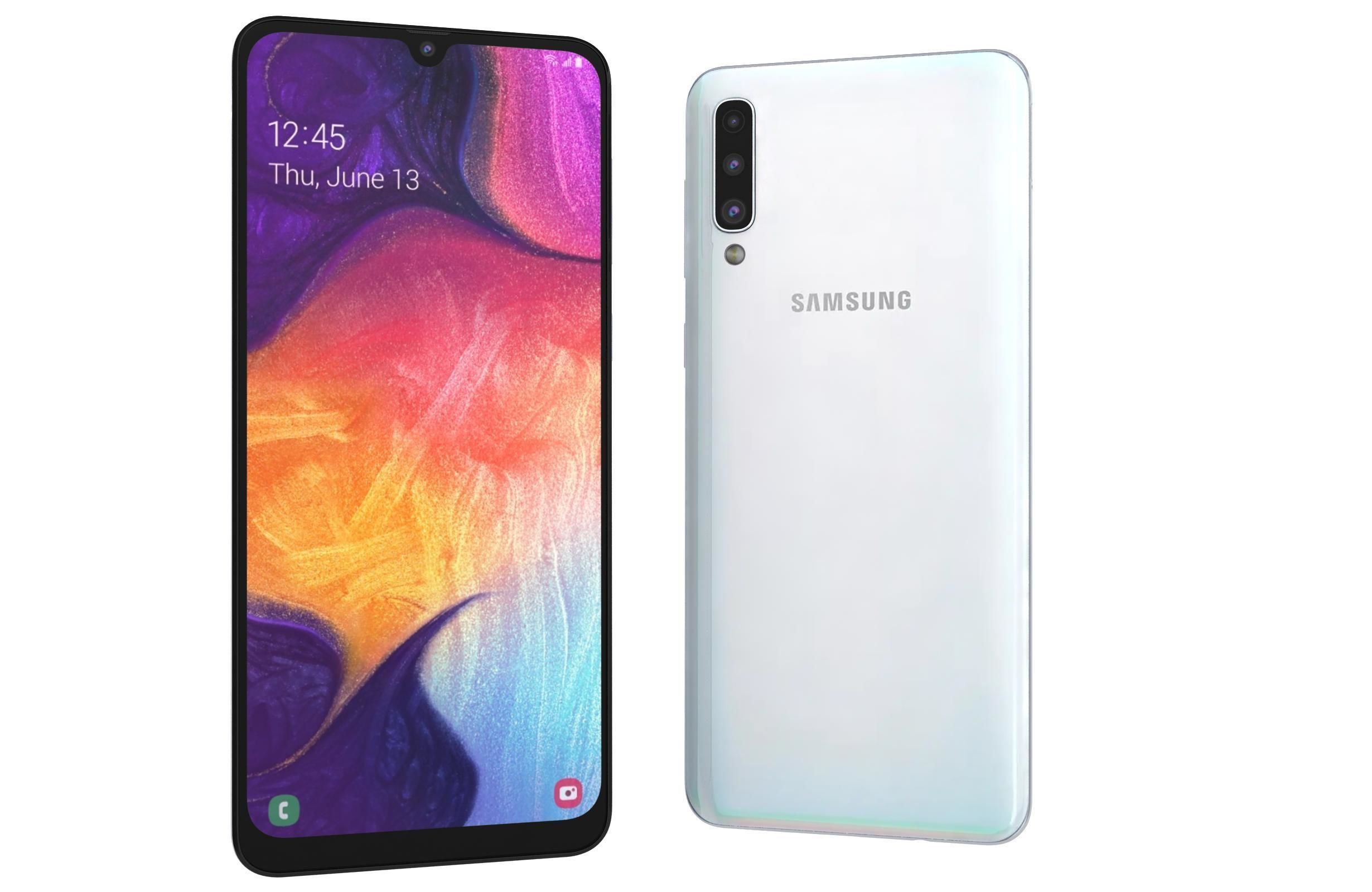 Samsung Galaxy A50 White Low-poly 3D model_8