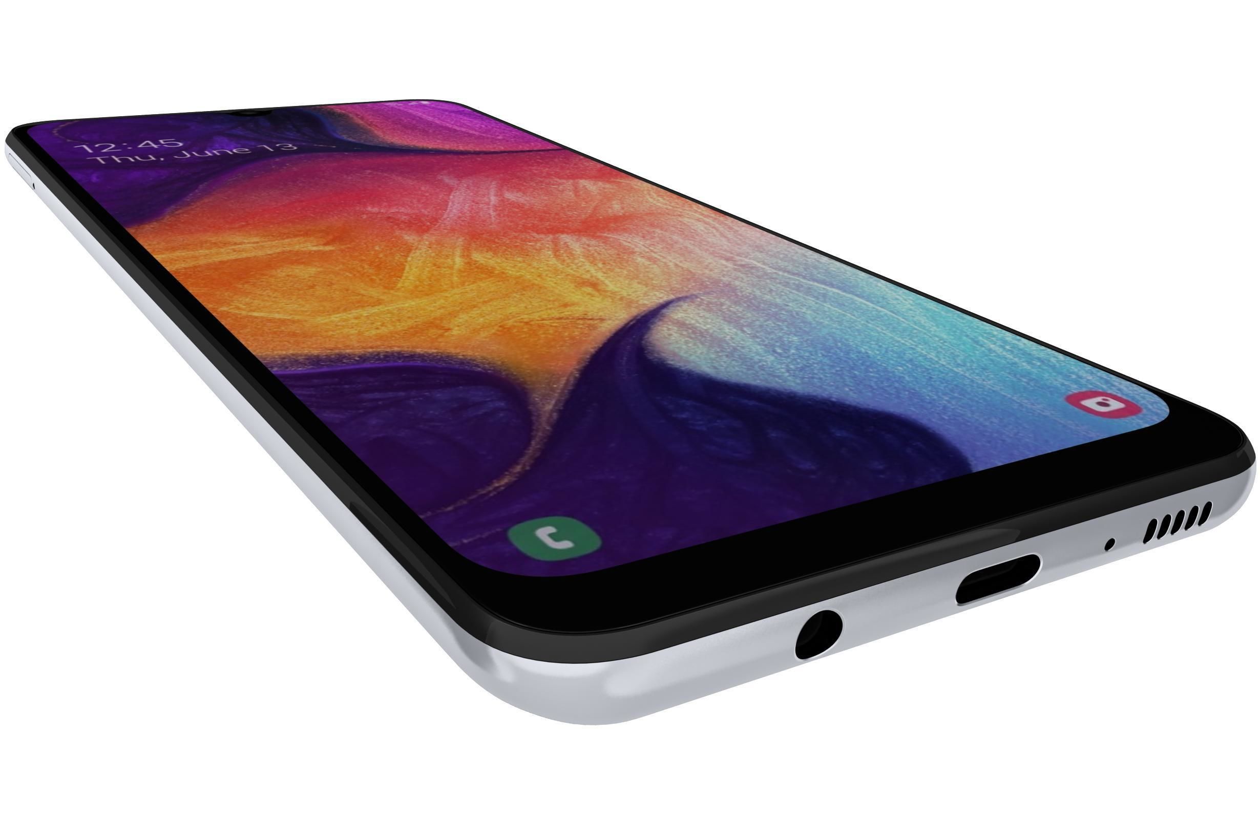 Samsung Galaxy A50 White Low-poly 3D model_14