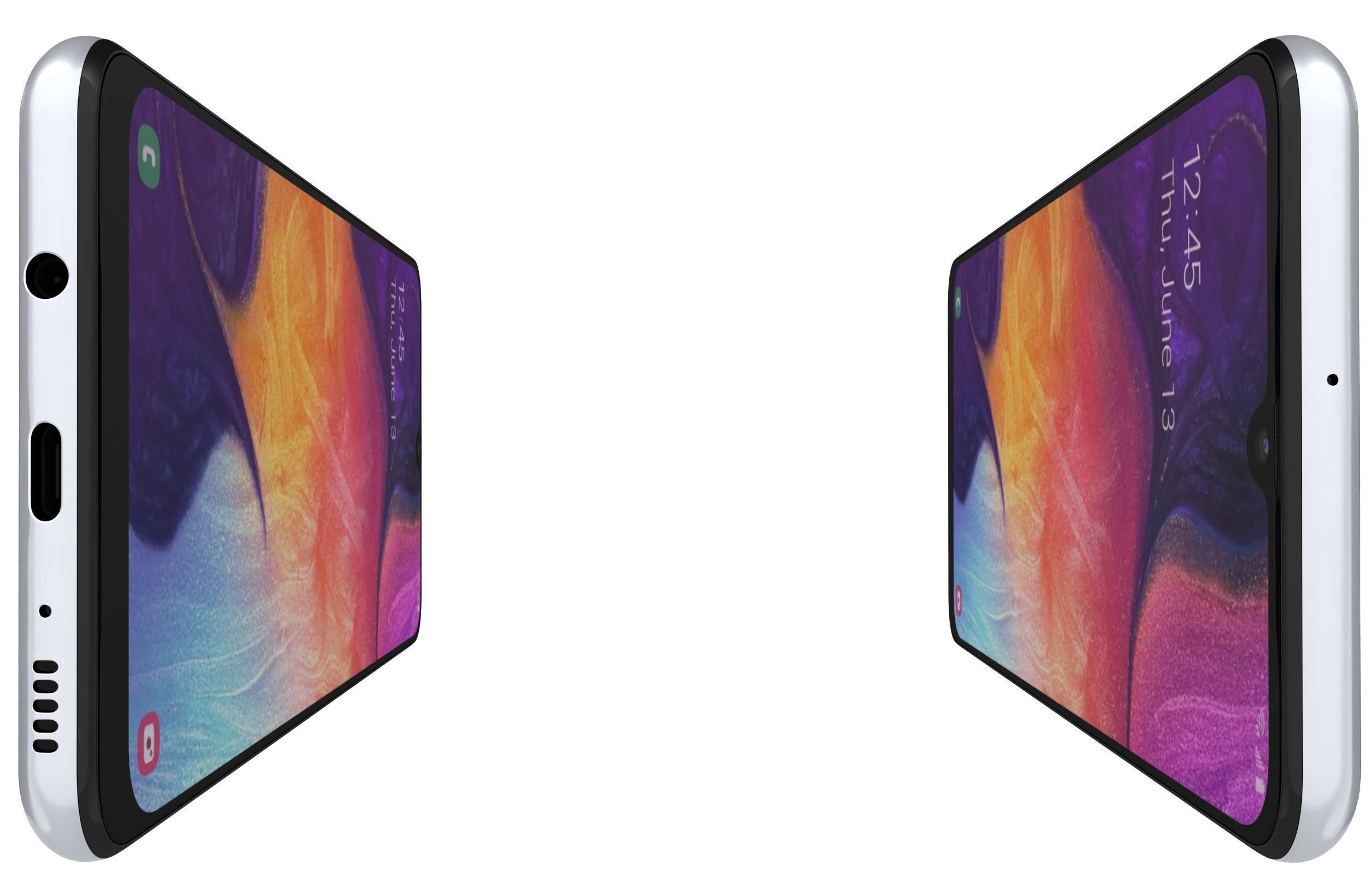 Samsung Galaxy A50 White Low-poly 3D model_6