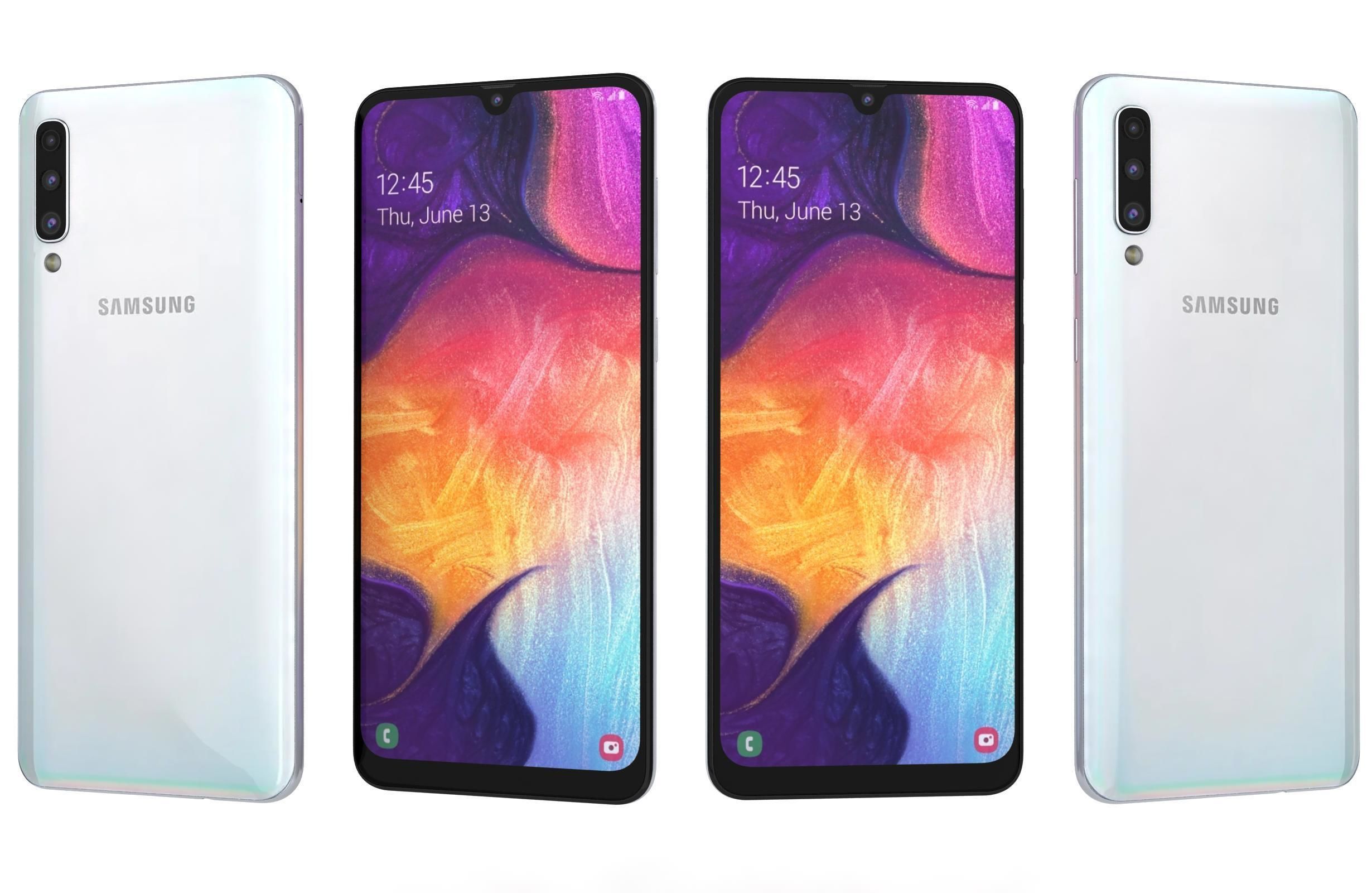 Samsung Galaxy A50 White Low-poly 3D model_5