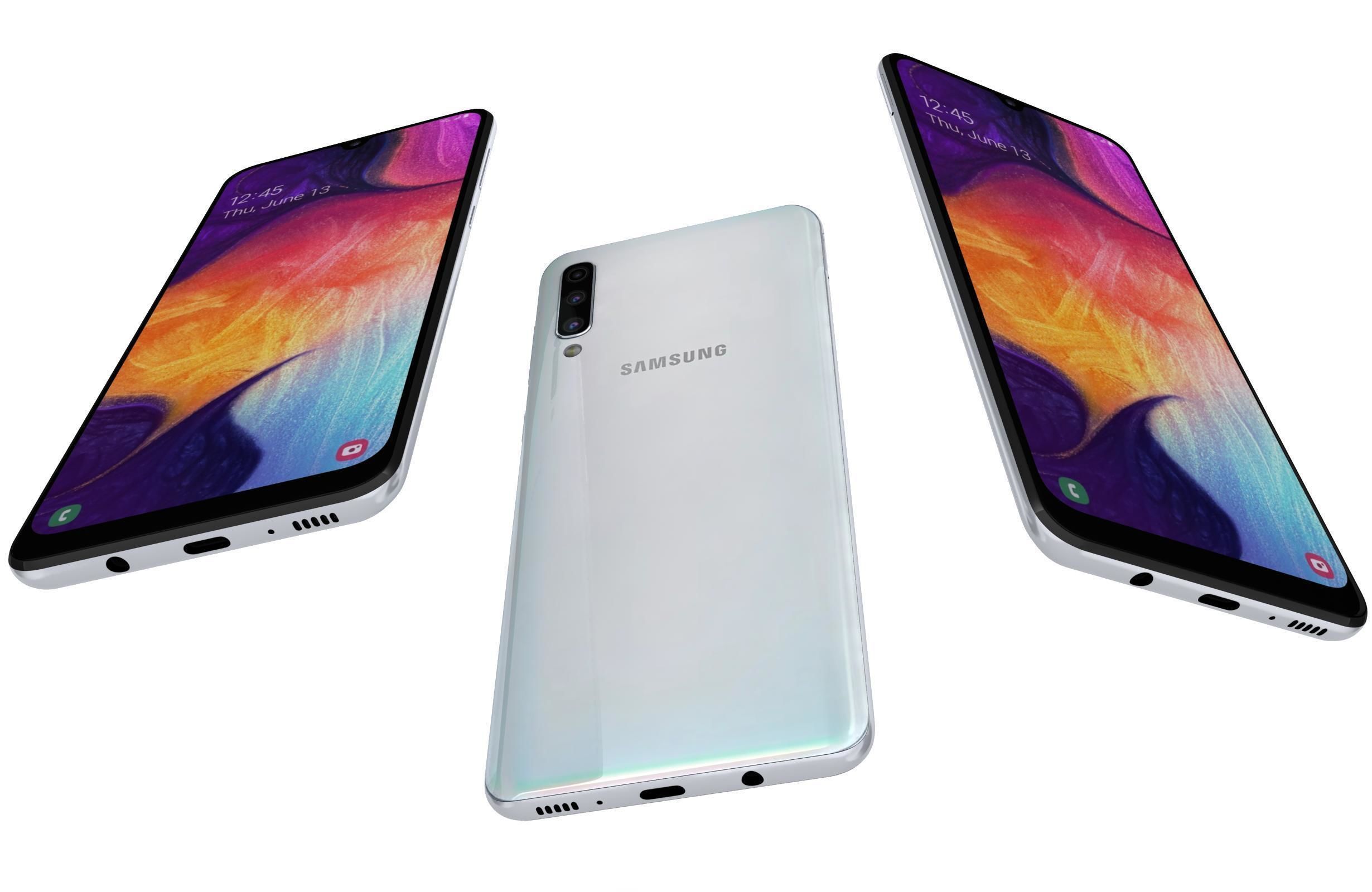 Samsung Galaxy A50 White Low-poly 3D model_2