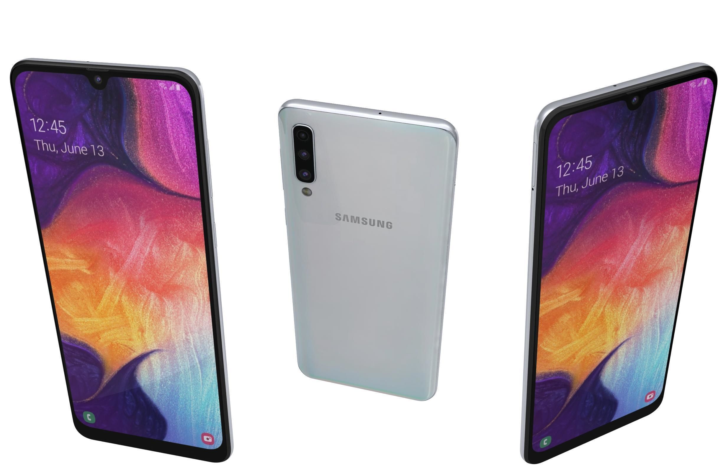 Samsung Galaxy A50 White Low-poly 3D model_1