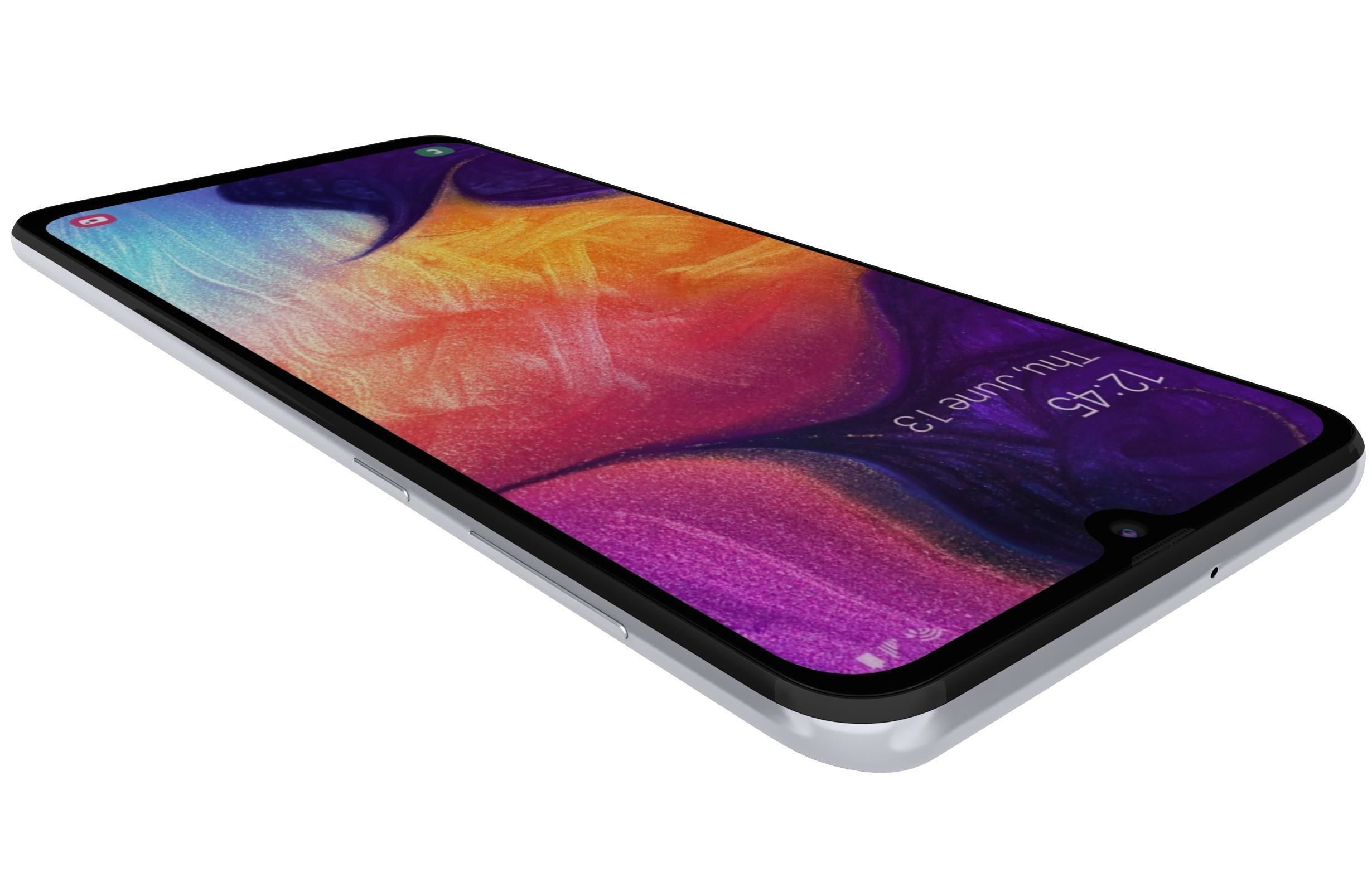 Samsung Galaxy A50 White Low-poly 3D model_13