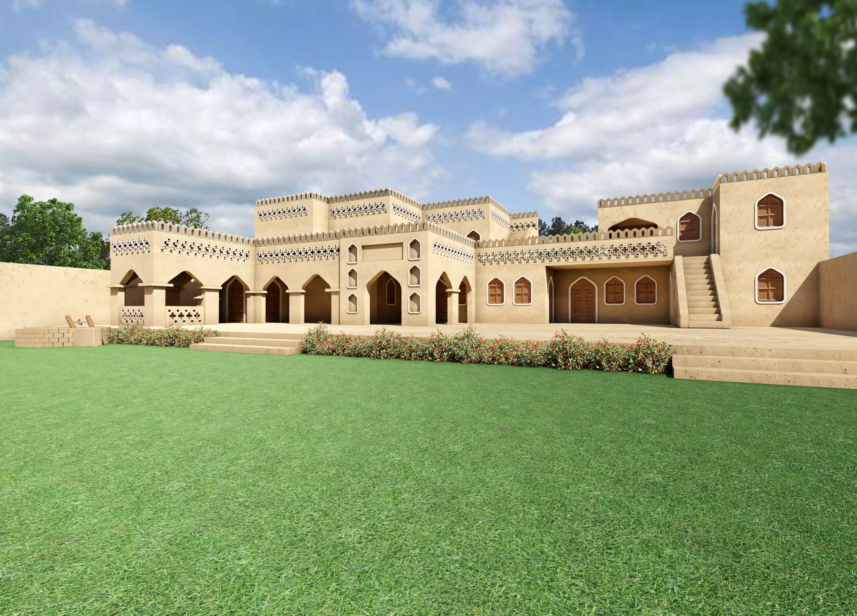 Old indian mud house  Low-poly 3D model_0