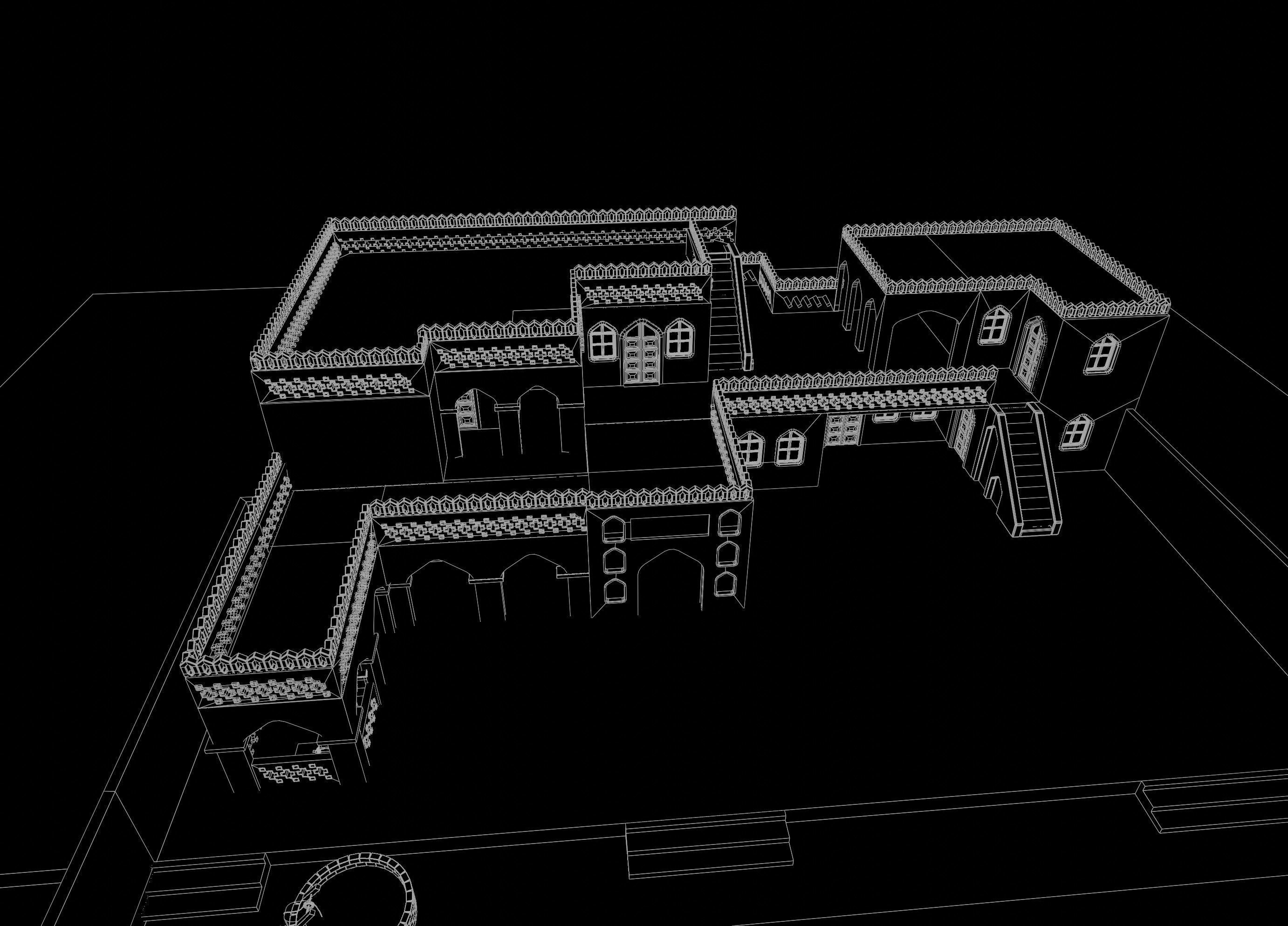 Old indian mud house  Low-poly 3D model_8