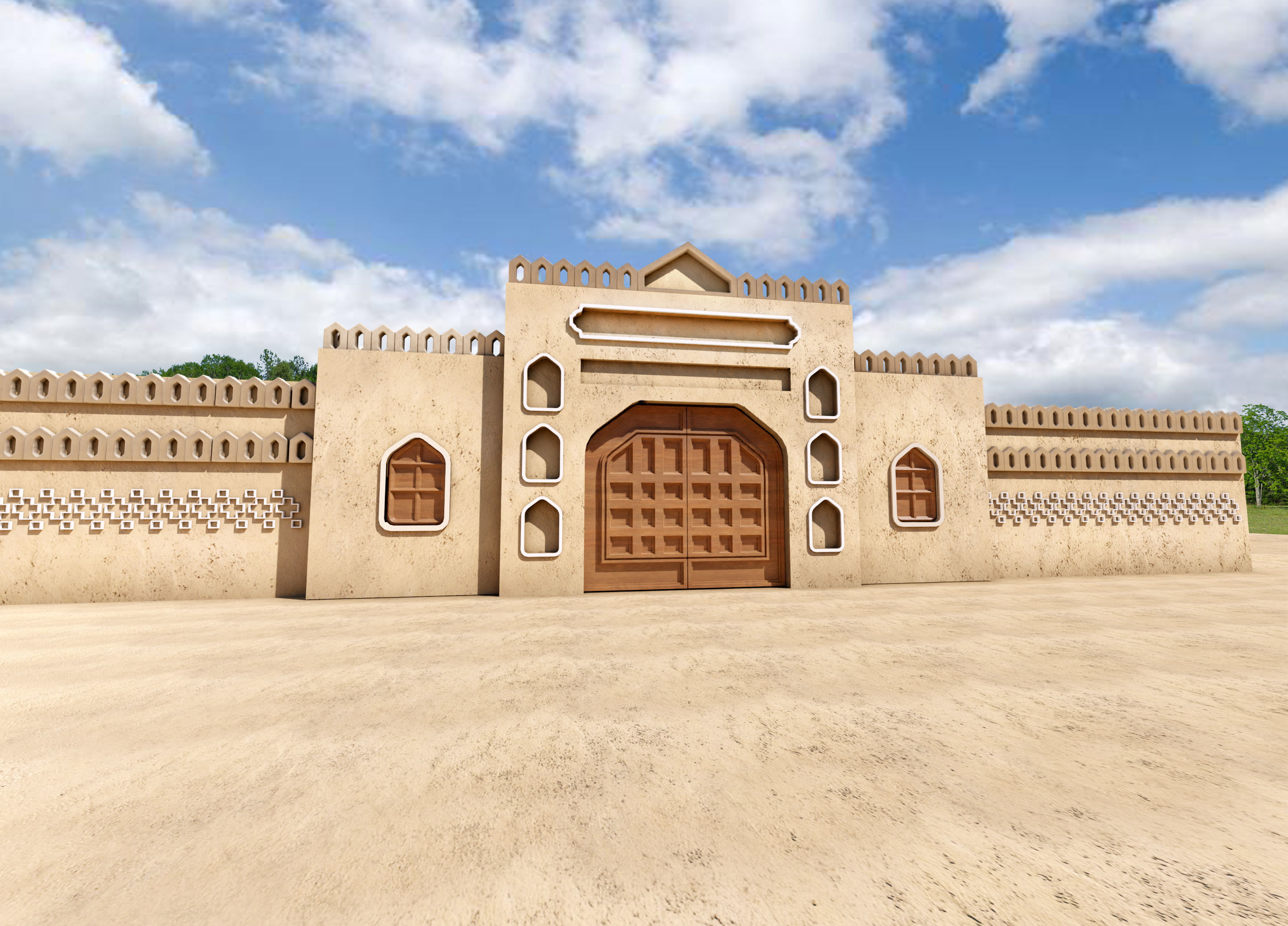 Old indian mud house  Low-poly 3D model_2