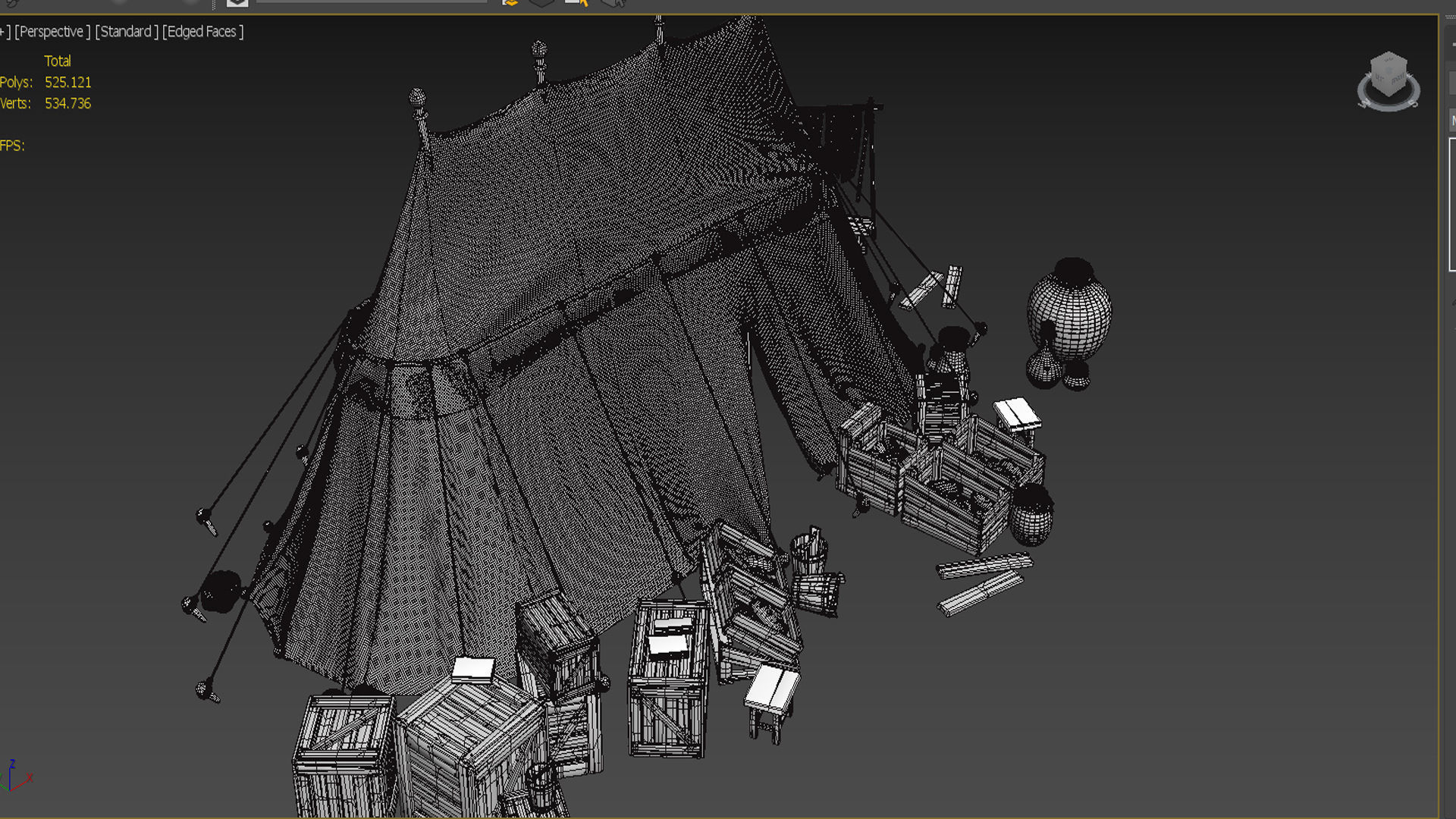 medieval market Low-poly 3D model_6