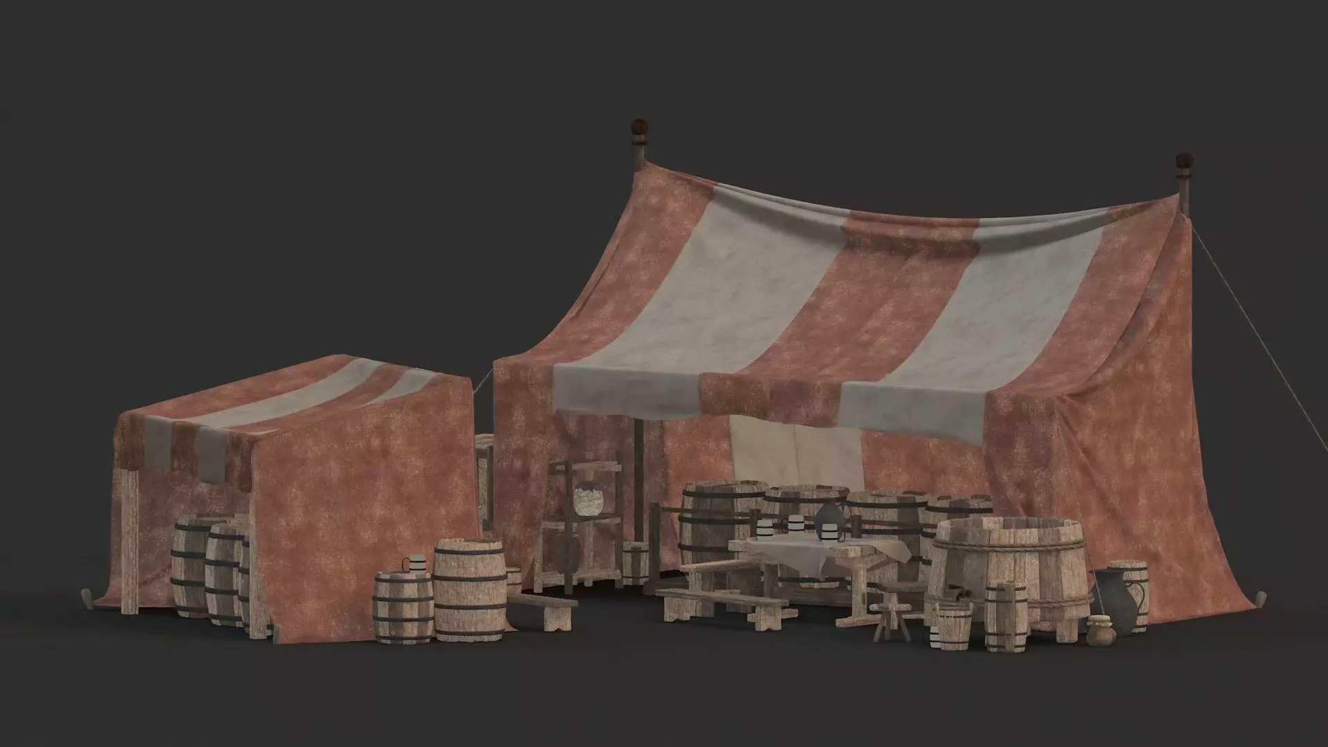 medieval market Low-poly 3D model Low-poly 3D model