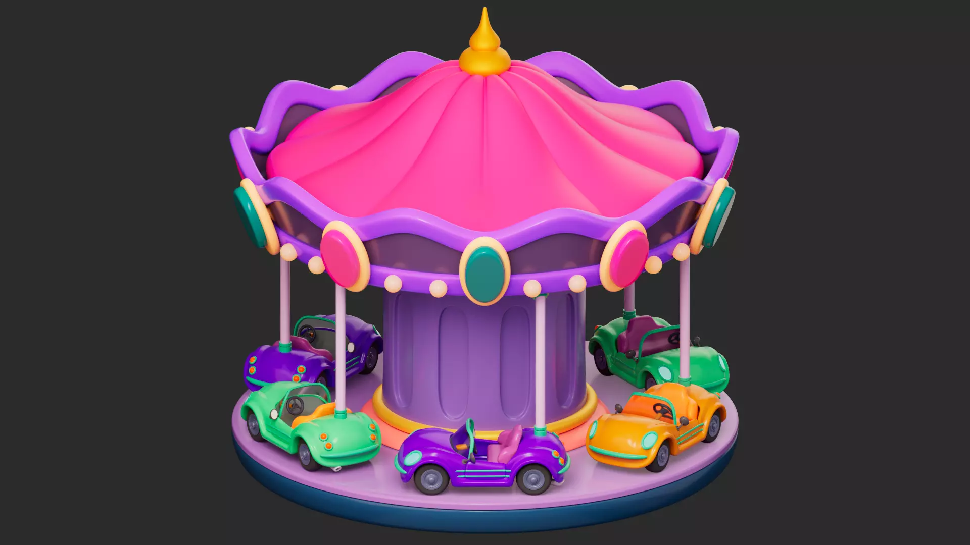 Cartoon Carousel Low-poly 3D model_0