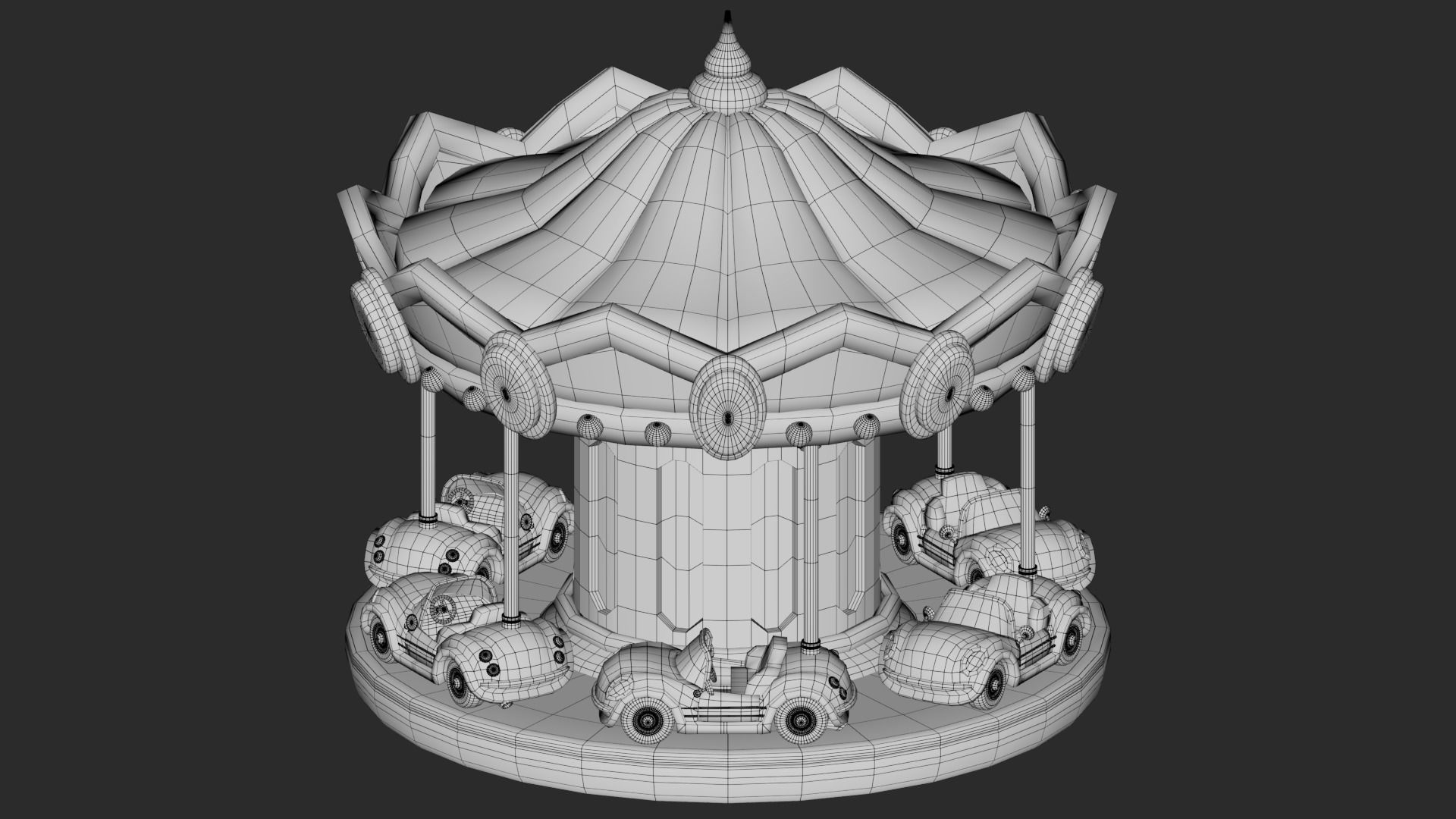 Cartoon Carousel Low-poly 3D model_1