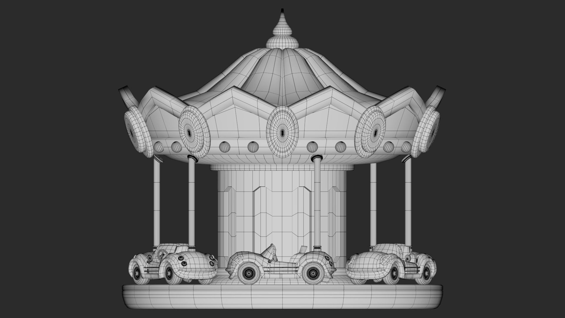 Cartoon Carousel Low-poly 3D model_3