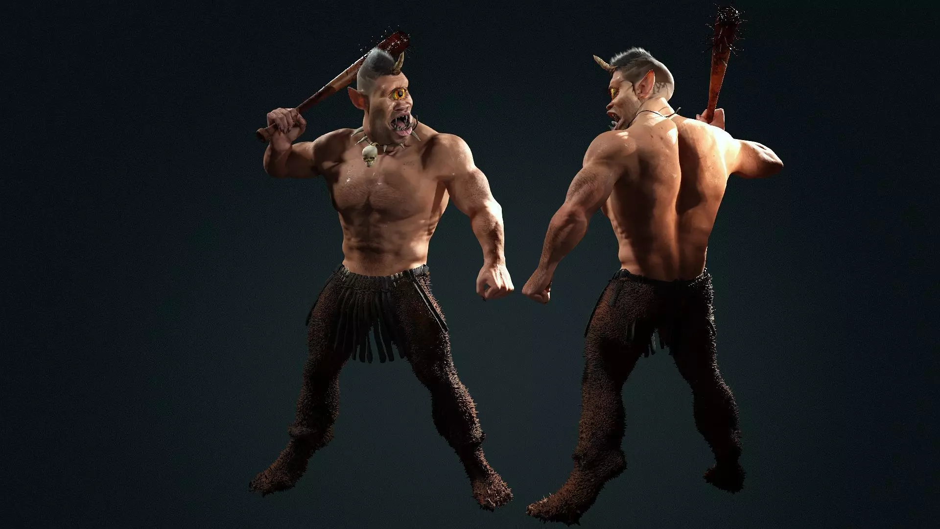 one eyed monster High quality character full Rigged and Animated 3D model