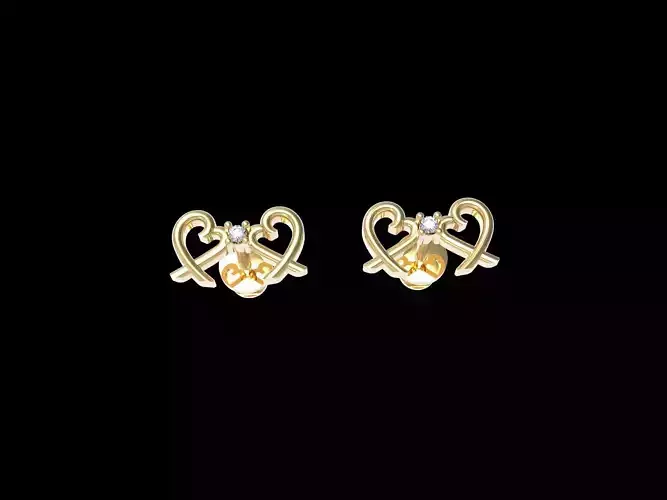 Double Loving Heart Earrings 3D print model