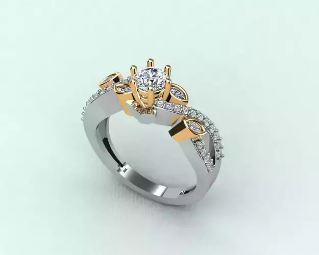 Twisted Leaf Diamond Ring