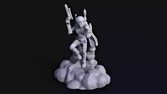 Boba Fett Fighting - Star Wars Miniature 3D print model