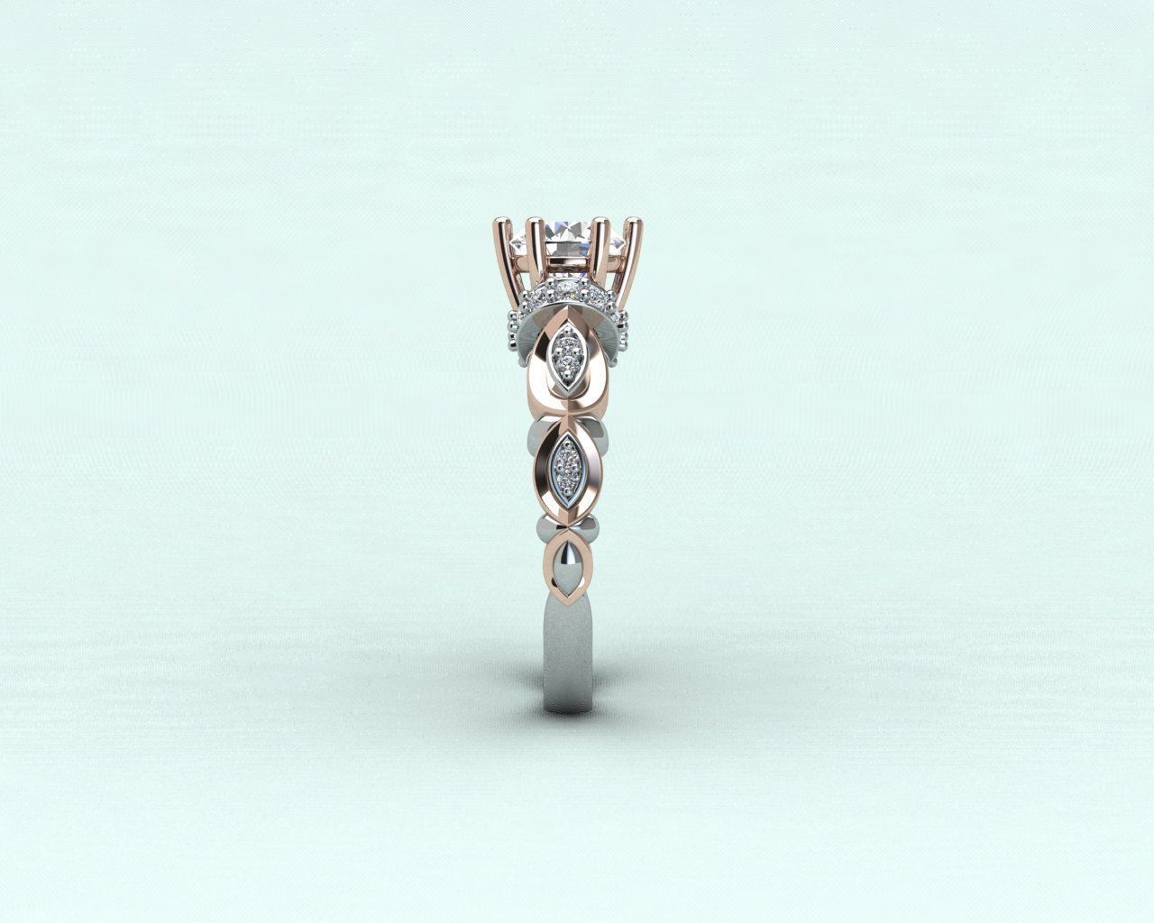 Bridal Engagement Ring 3D print model_3