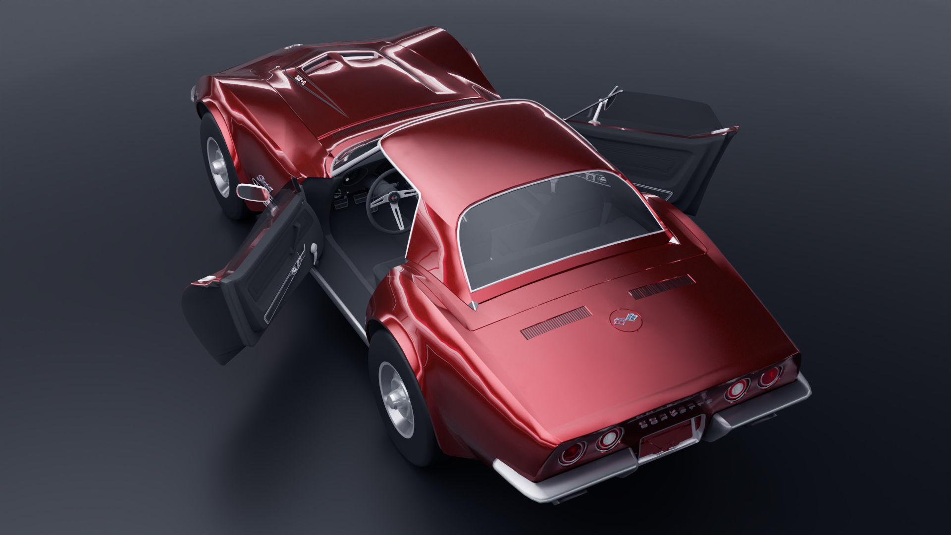Chevrolet Corvette ZR1 1970 Low-poly 3D model_9