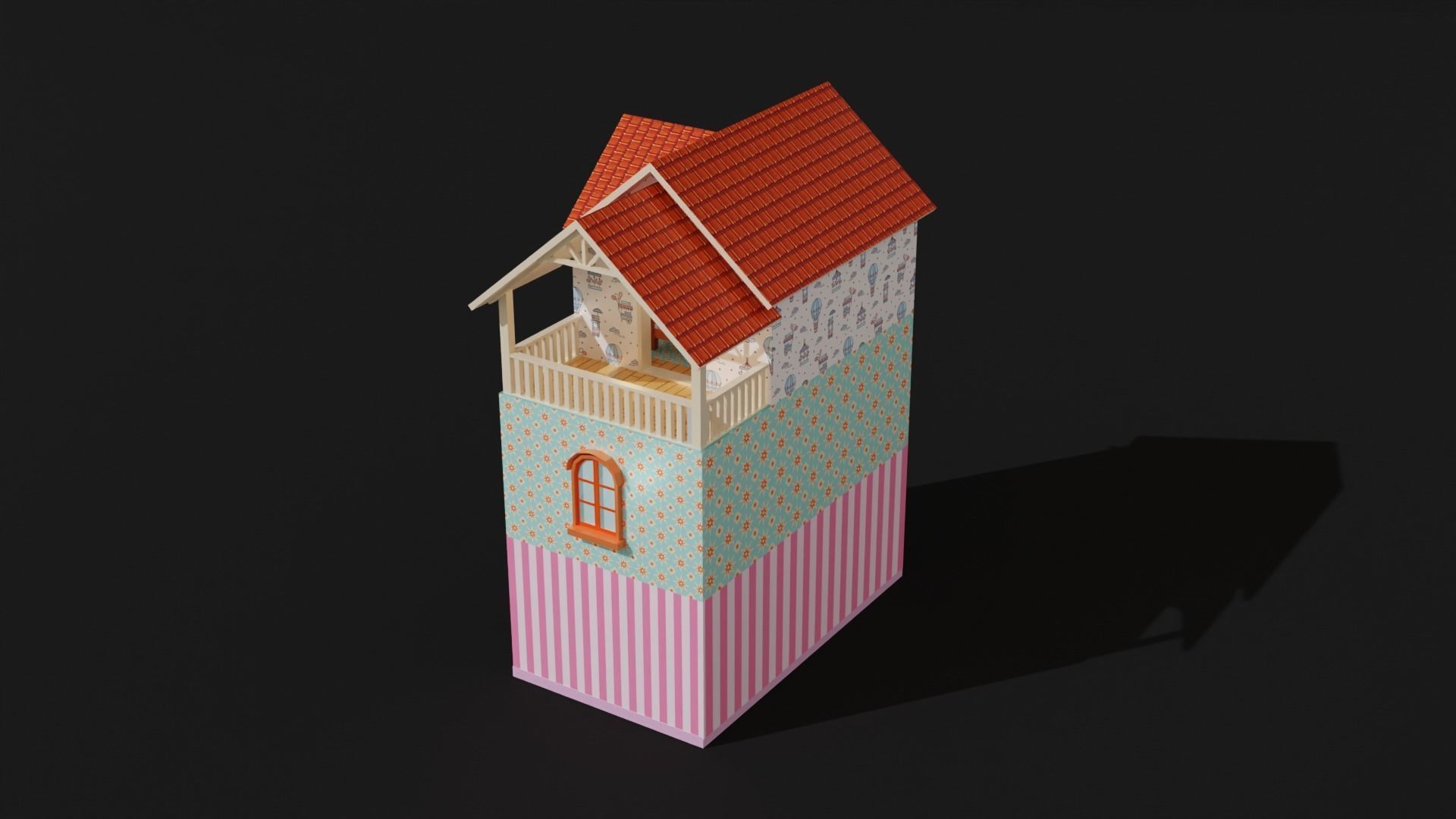 Doll house 3D model Low-poly 3D model_2
